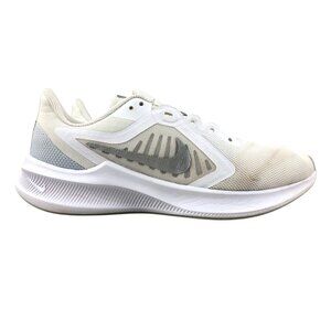 Nike Women's Size 7 Downshifter 10 White Silver Running Sneakers CI9984-100